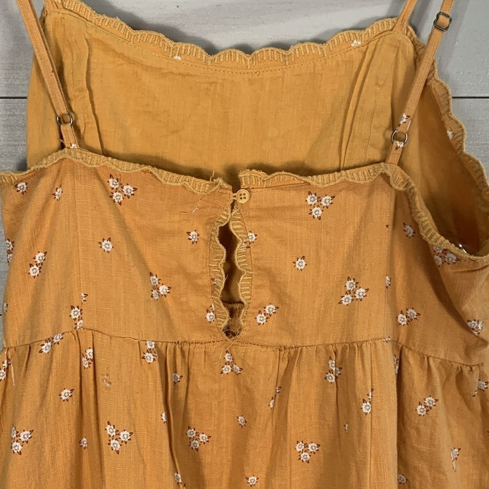 Aeropostale yellow mini ruffle ditzy floral print dress 100% cotton size Med - Picture 6 of 7